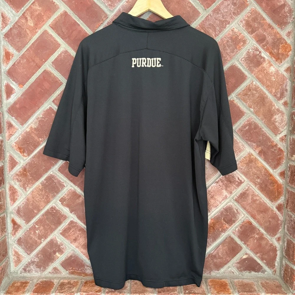 Vtg Nike Team Purdue Boilermakers Polo Shirt Mens L Football Black Embroideredd